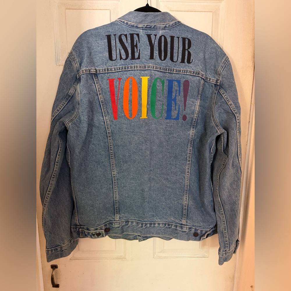 Levi's Blue Denim Jacket with Multicolor Print